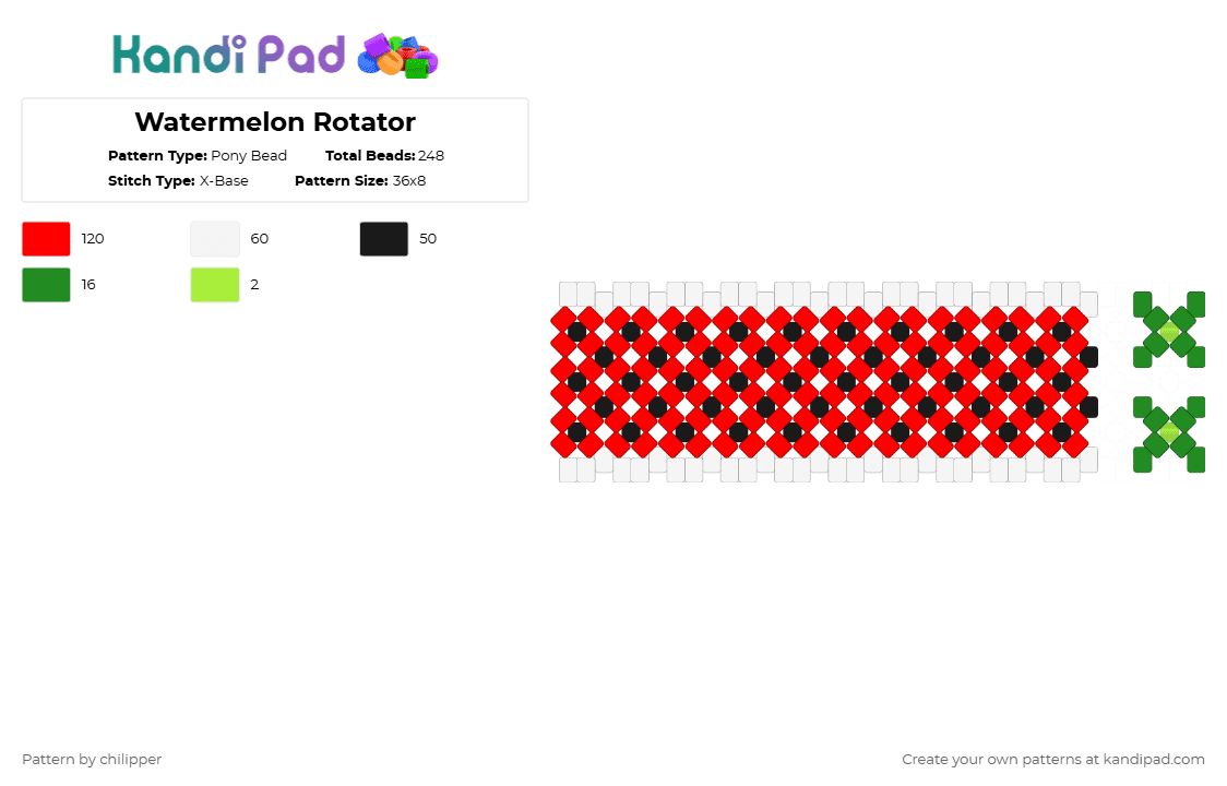 Watermelon Rotator - Pony Bead Pattern by chilipper on Kandi Pad - 