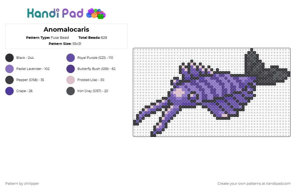 Anomalocaris - Fuse Bead Pattern by chilipper on Kandi Pad - anomalocaris