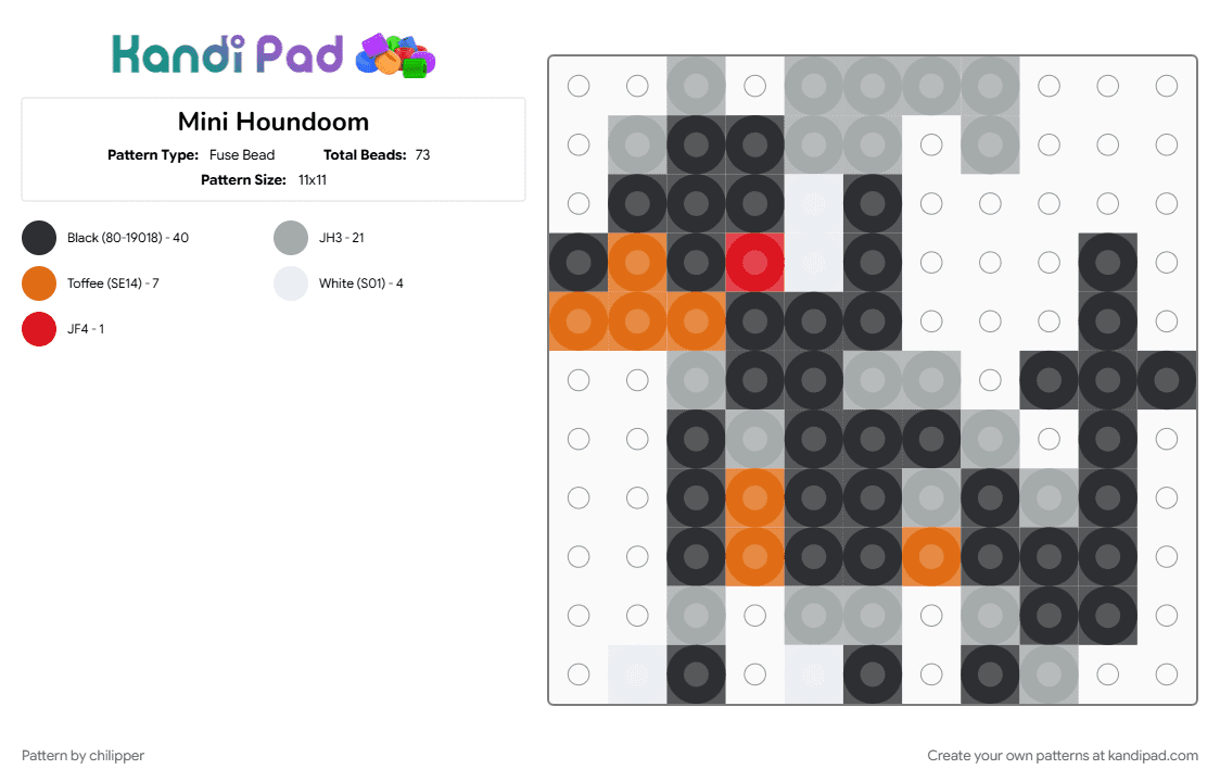 Mini Houndoom - Fuse Bead Pattern by chilipper on Kandi Pad - 