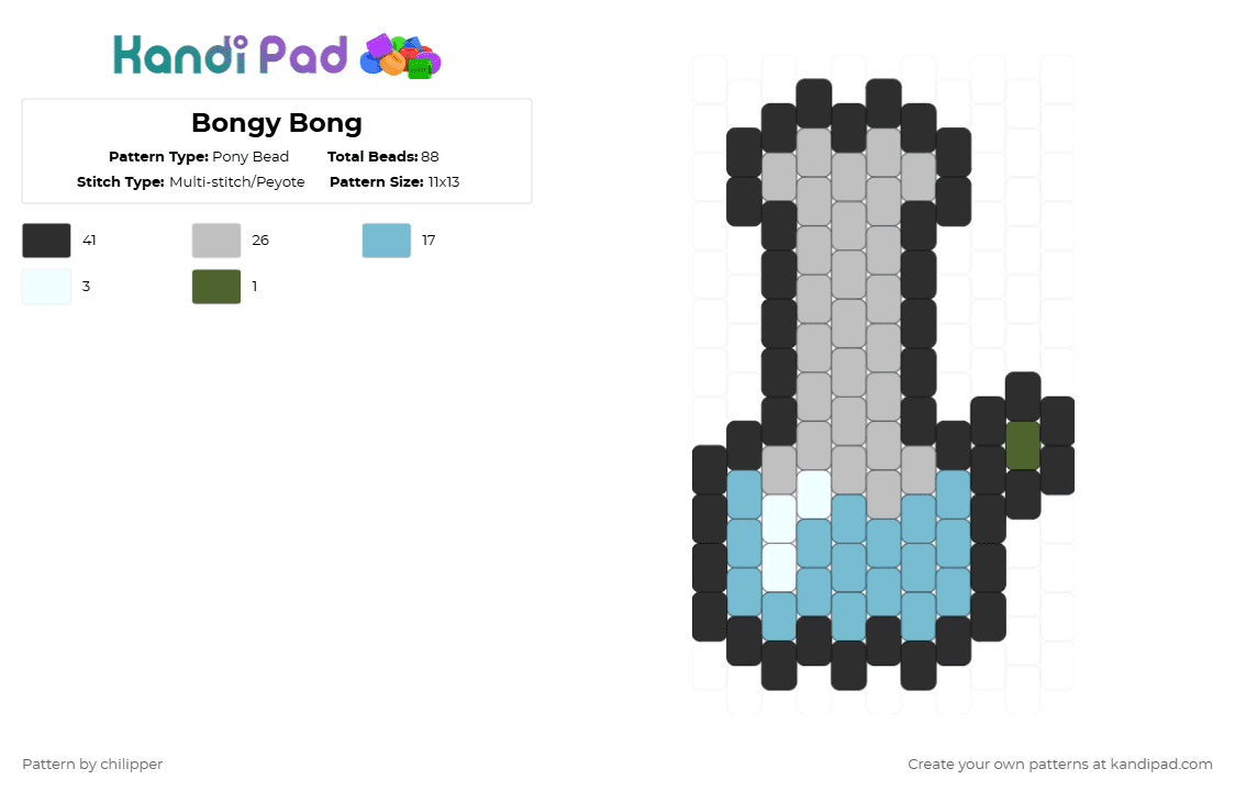 Bing Bong - Pony Bead Pattern by chilipper on Kandi Pad - beige,light blue,bong,weed,420,marijuana,smoke