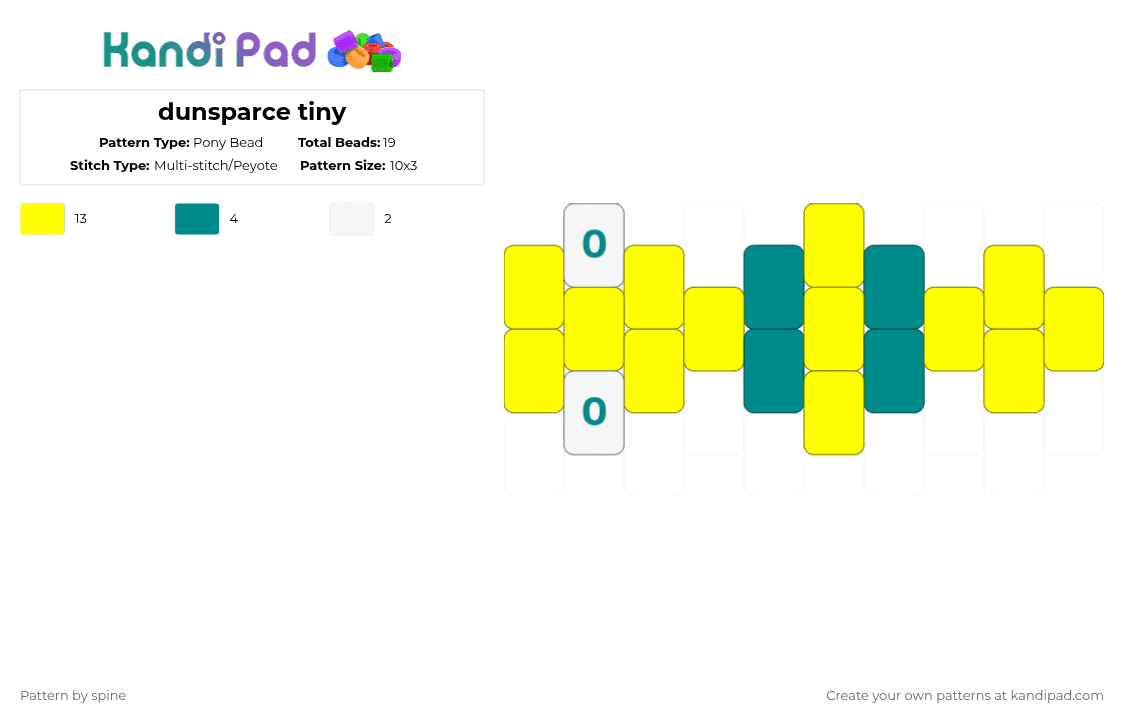 dunsparce tiny - Pony Bead Pattern by spine on Kandi Pad - yellow,pokemon