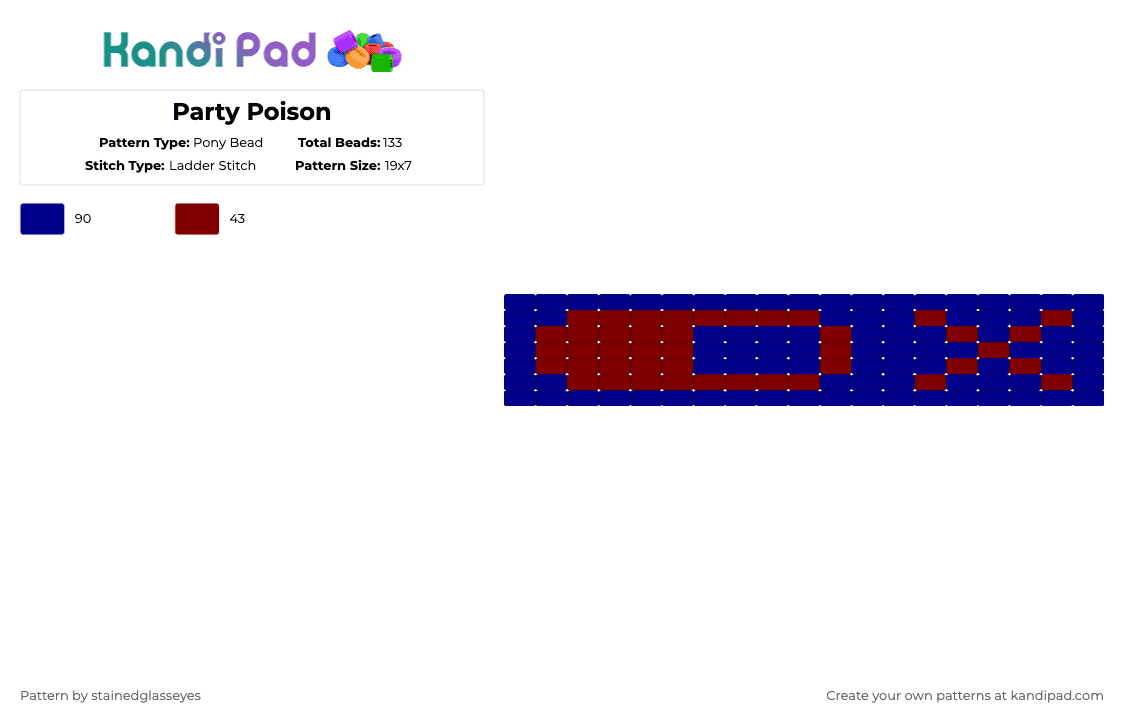 Party Poison - Pony Bead Pattern by stainedglasseyes on Kandi Pad - brown, danger days, mcr, purple