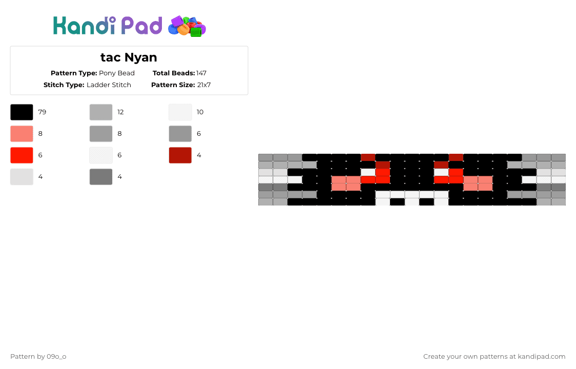 tac Nayn - Pony Bead Pattern by 09o_o on Kandi Pad - beige, black, gray