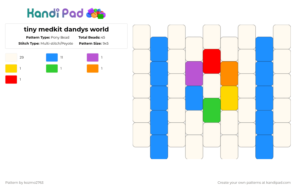 tiny medkit dandys world - Pony Bead Pattern by kozmo2763 on Kandi Pad - white,light blue