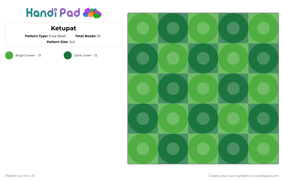 Ketupat - Fuse Bead Pattern by beadsmaker13 on Kandi Pad - green