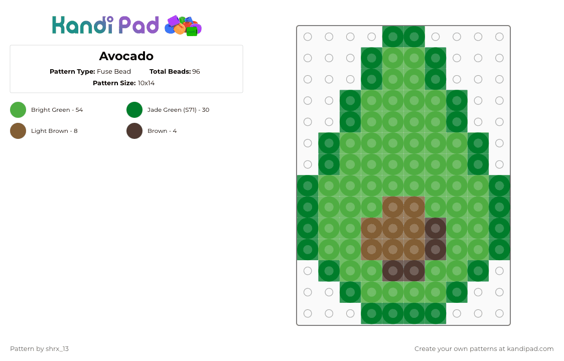 Avocado - Fuse Bead Pattern by beadsmaker13 on Kandi Pad - green