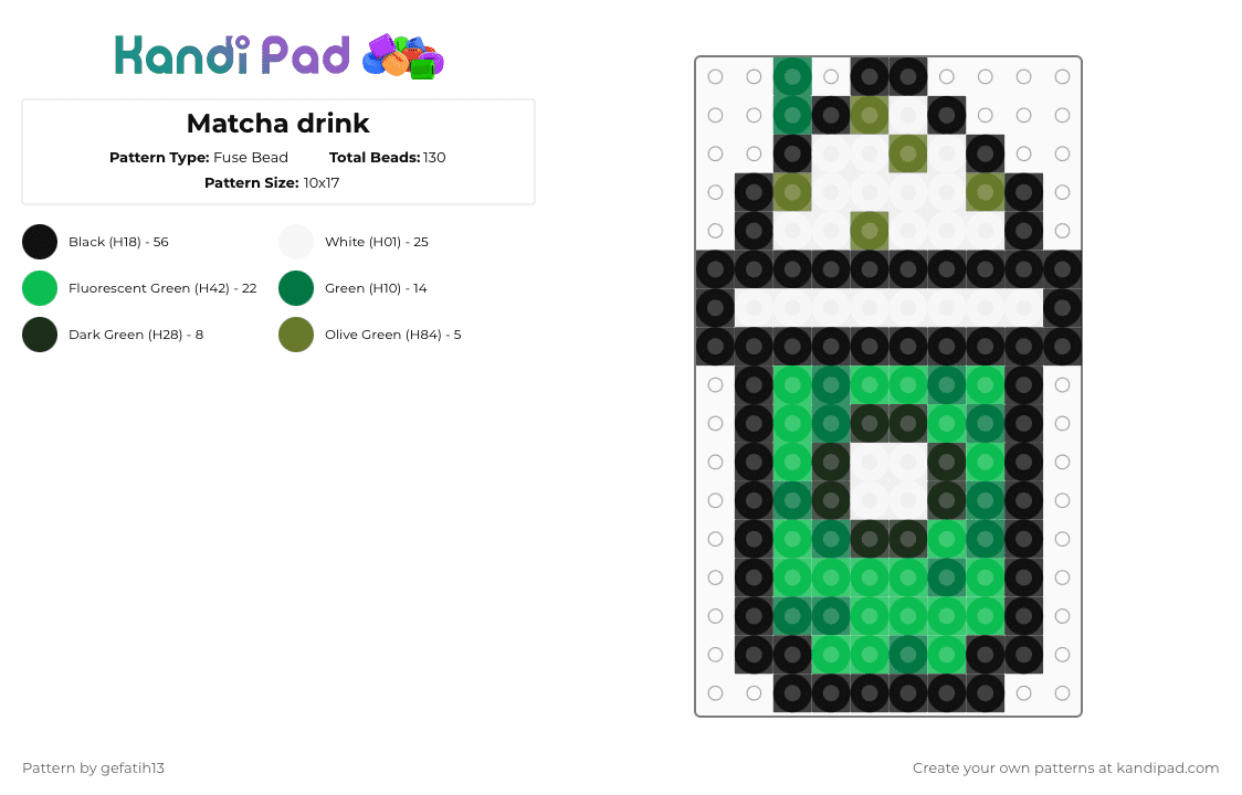 Matcha drink - Fuse Bead Pattern by beadsmaker13 on Kandi Pad - green