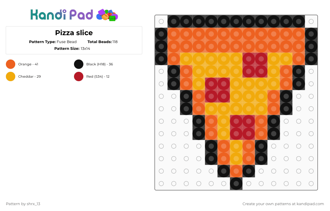 Pizza slice - Fuse Bead Pattern by beadsmaker13 on Kandi Pad - orange