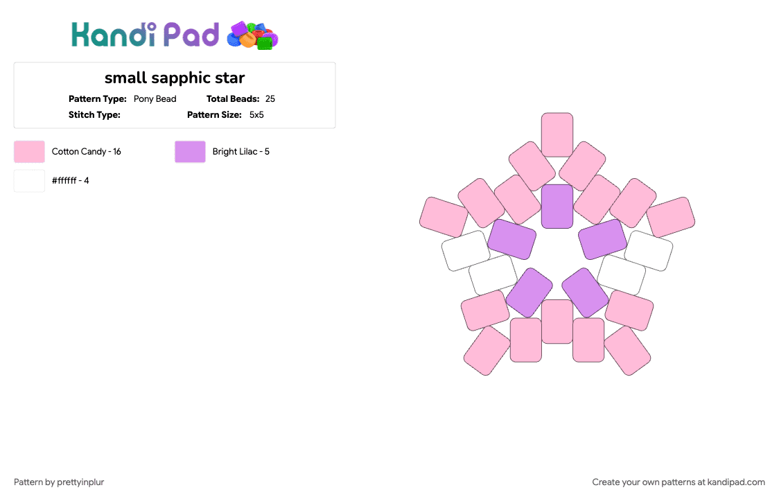 small sapphic star - Pony Bead Pattern by prettyinplur on Kandi Pad - pink