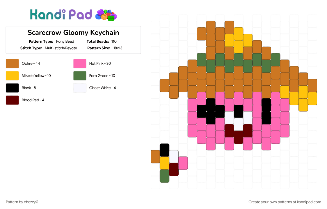 Scarecrow Gloomy Keychain - Pony Bead Pattern by chezzy0 on Kandi Pad - orange, pink