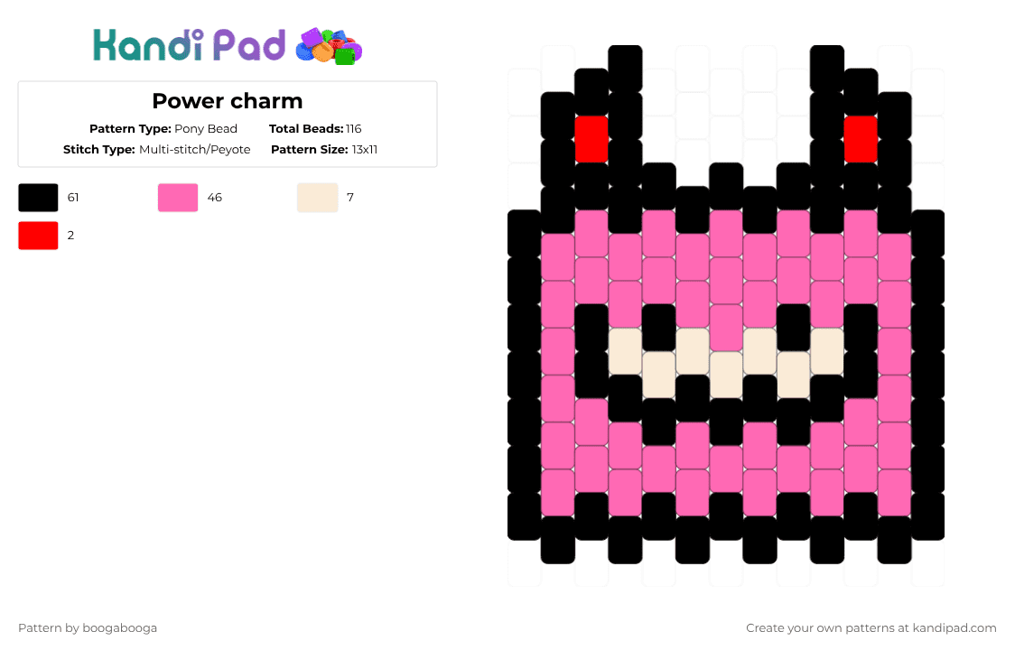 Power charm (Chainsaw man) - Pony Bead Pattern by boogabooga on Kandi Pad - pink