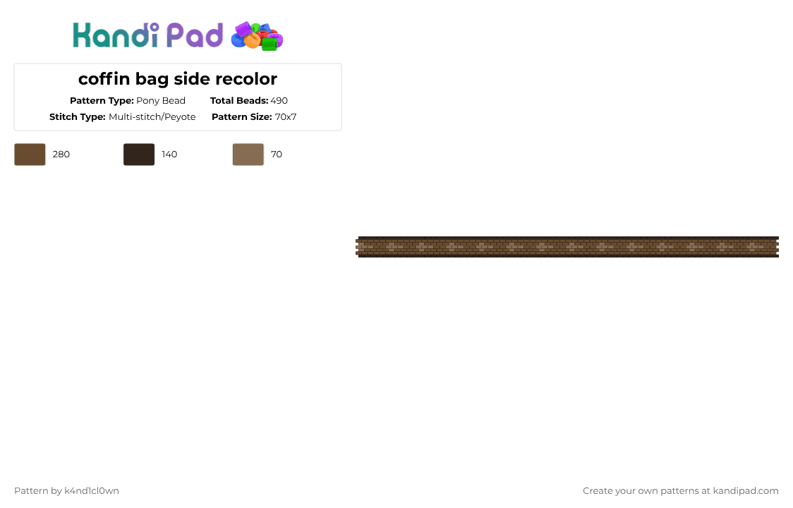 coffin bag side recolor - Pony Bead Pattern by k4nd1cl0wn on Kandi Pad - brown,spooky,bag,halloween,vampire
