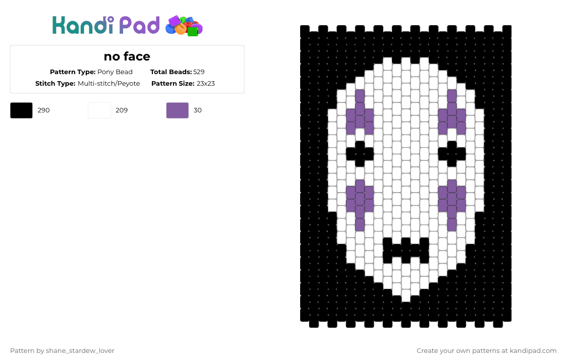 no face - Pony Bead Pattern by shane_stardew_lover on Kandi Pad - white,ghibli,spirited away,anime