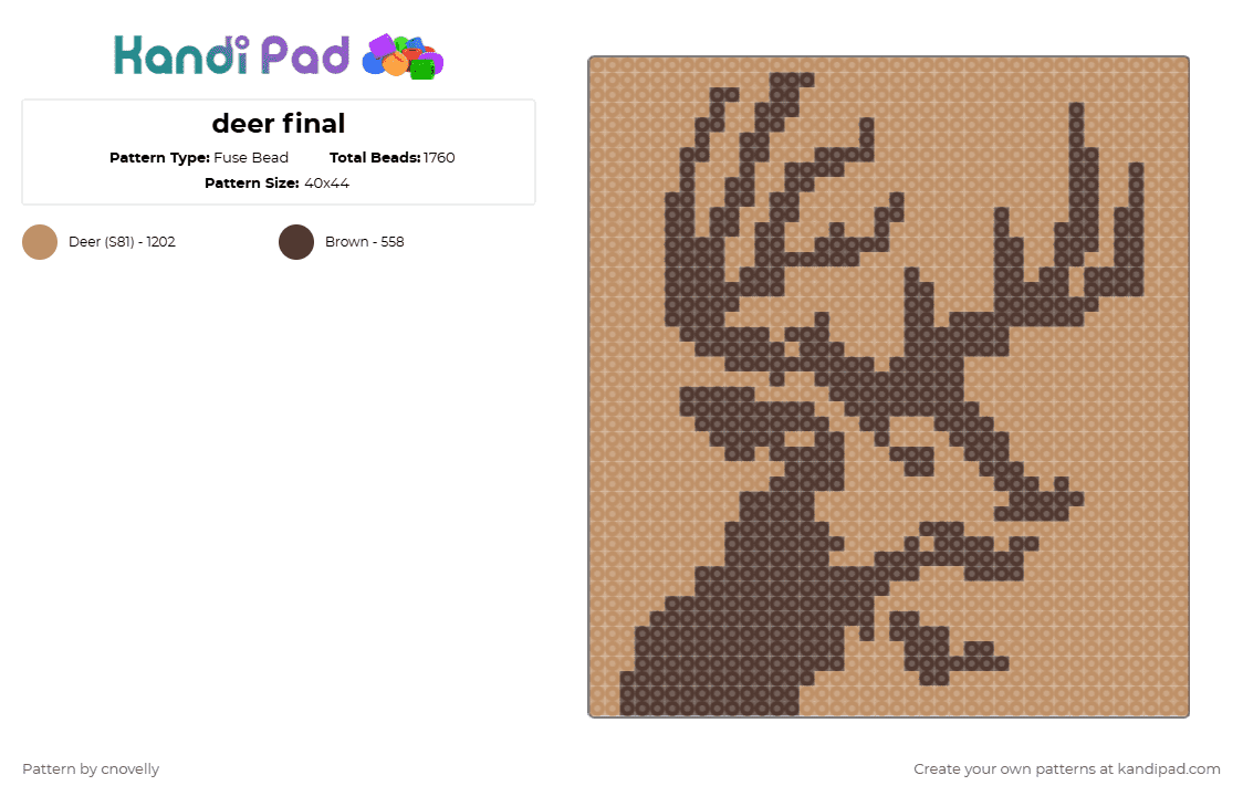 deer final - Fuse Bead Pattern by cnovelly on Kandi Pad - tan,brown