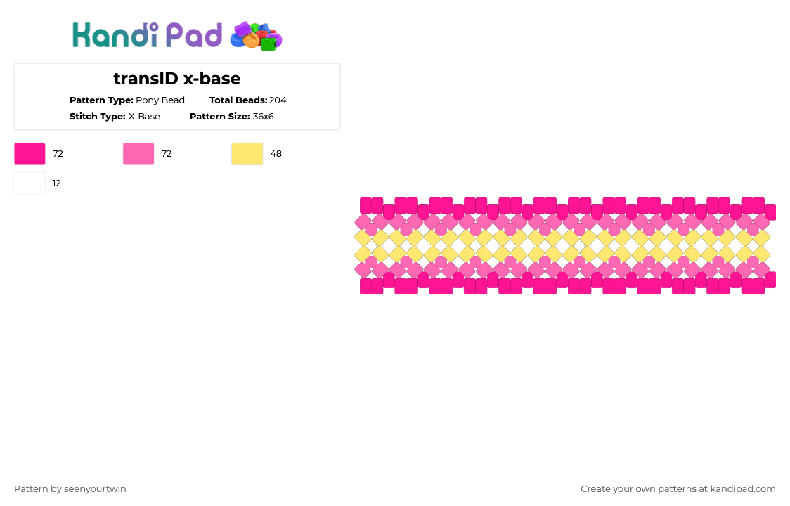 transID x-base - Pony Bead Pattern by seenyourtwin on Kandi Pad - pink