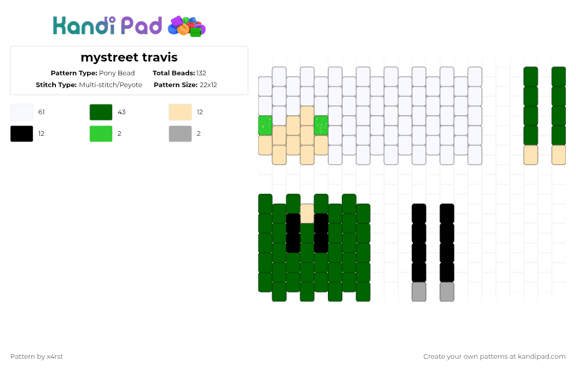 mystreet travis - Pony Bead Pattern by x4rst on Kandi Pad - green,aphmau,mystreet