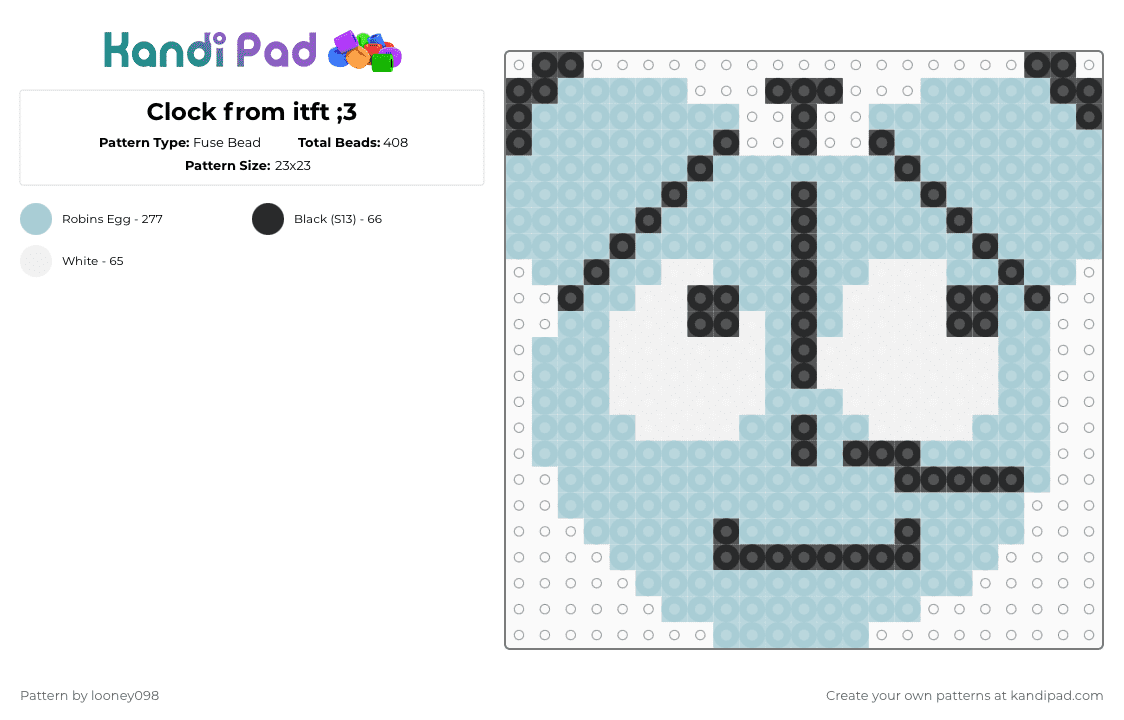 Clock from itft ;3 - Fuse Bead Pattern by looney098 on Kandi Pad - light blue