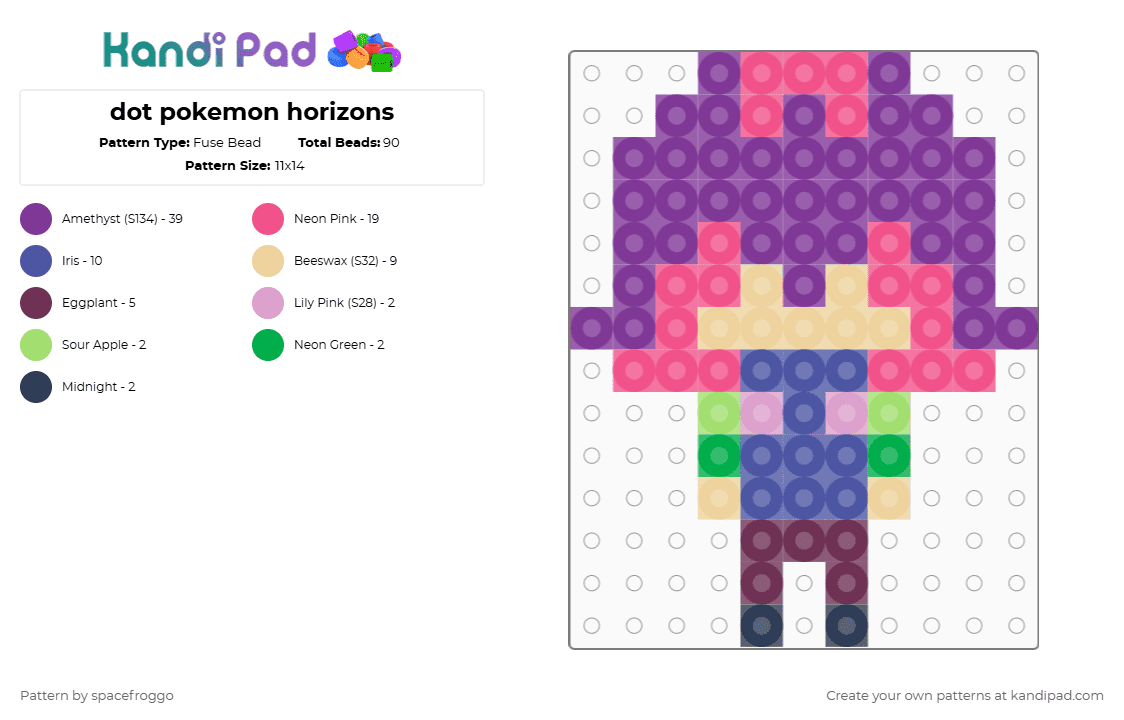 dot pokemon horizons - Fuse Bead Pattern by spacefroggo on Kandi Pad - chibi, dot, pink, pokemon, pokemon horizons