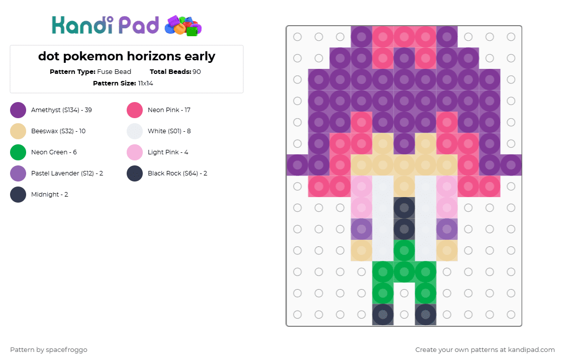 dot pokemon horizons early - Fuse Bead Pattern by spacefroggo on Kandi Pad - chibi, dot, pink, pokemon, pokemon horizons