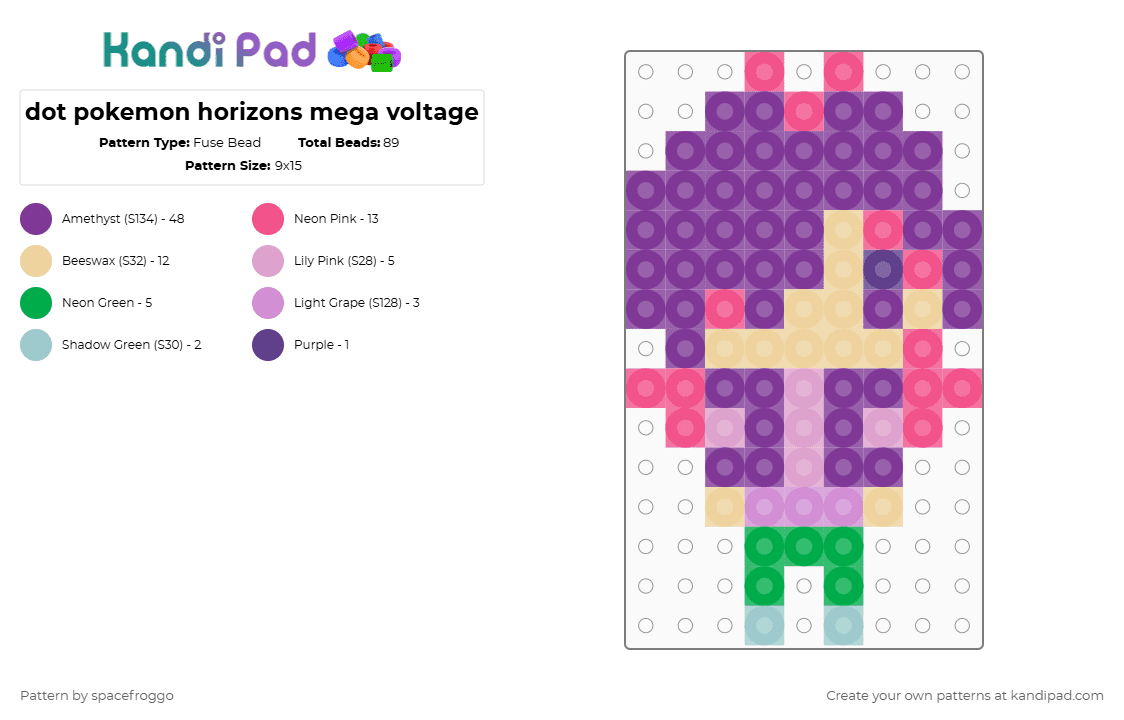 dot pokemon horizons mega voltage - Fuse Bead Pattern by spacefroggo on Kandi Pad - chibi, dot, pink, pokemon, pokemon horizons