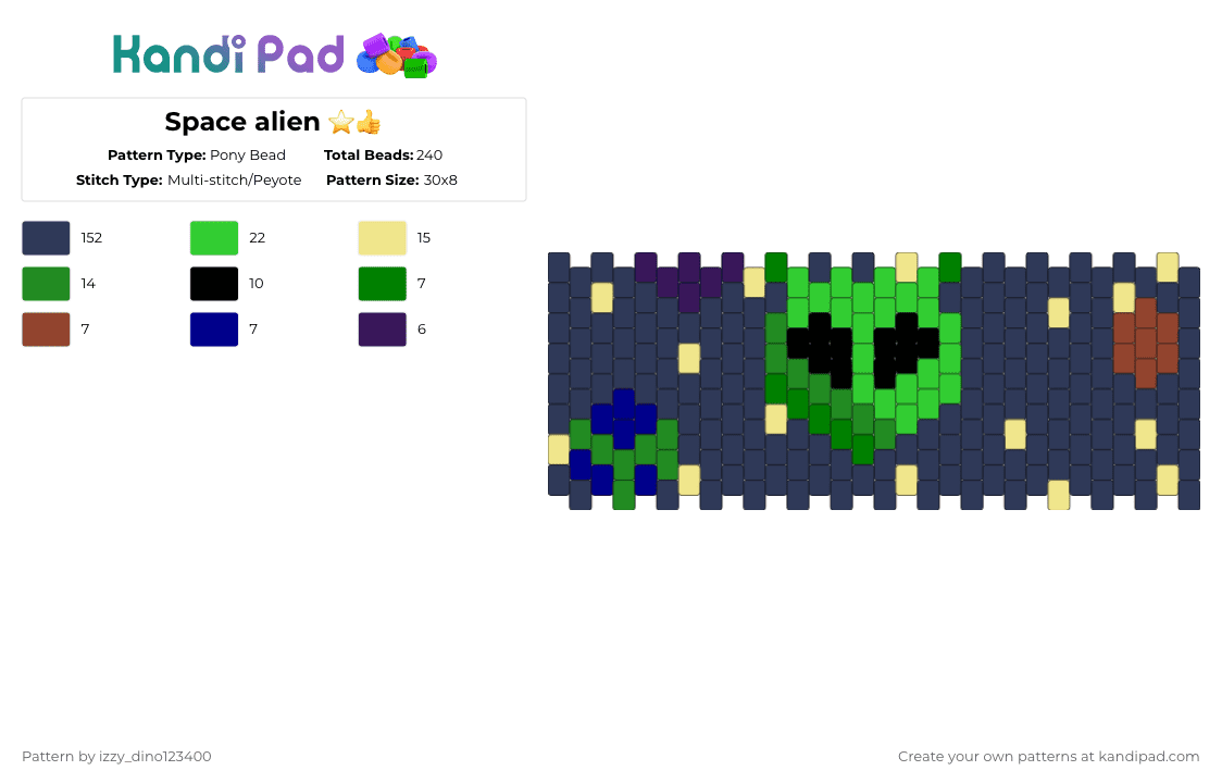 Space alien ⭐️👍 - Pony Bead Pattern by izzy_dino123400 on Kandi Pad - purple