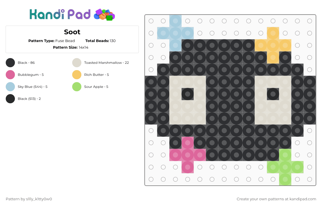 Soot - Fuse Bead Pattern by s1lly_k1tty0w0 on Kandi Pad - black,beige