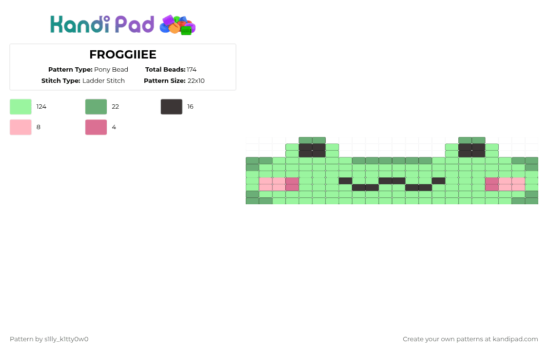 FROGGIIEE - Pony Bead Pattern by s1lly_k1tty0w0 on Kandi Pad - teal