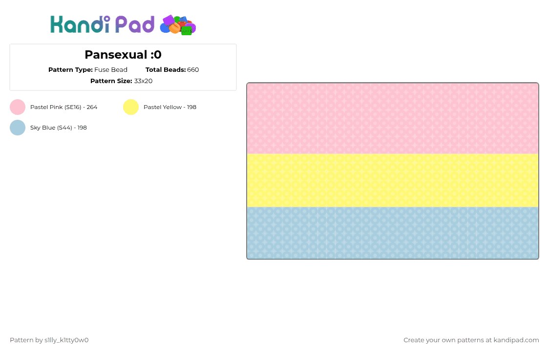 Pansexual :0 - Fuse Bead Pattern by s1lly_k1tty0w0 on Kandi Pad - pink