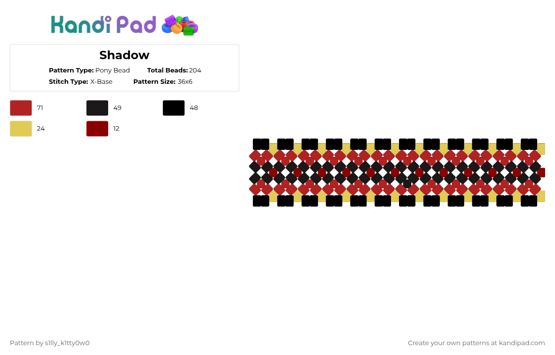 Shadow - Pony Bead Pattern by s1lly_k1tty0w0 on Kandi Pad - red