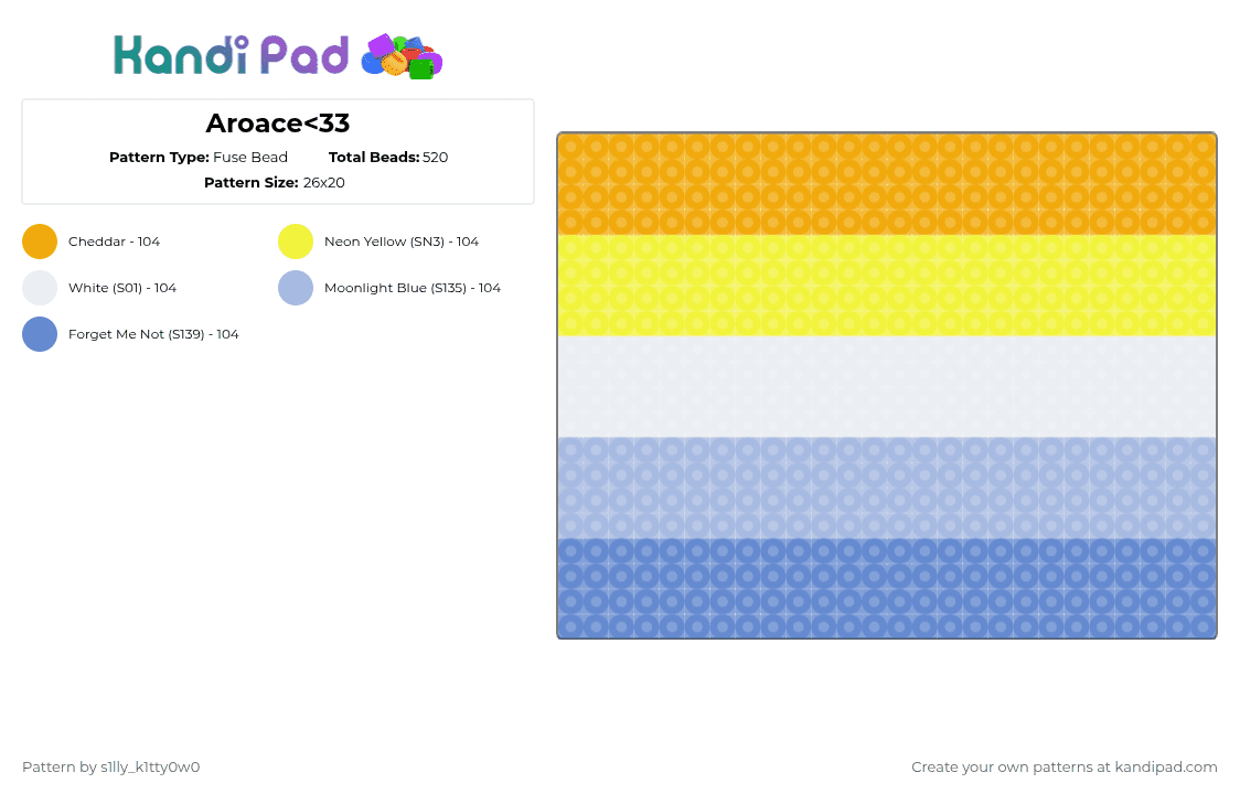 Aroace - Fuse Bead Pattern by s1lly_k1tty0w0 on Kandi Pad - orange,yellow,light blue,blue