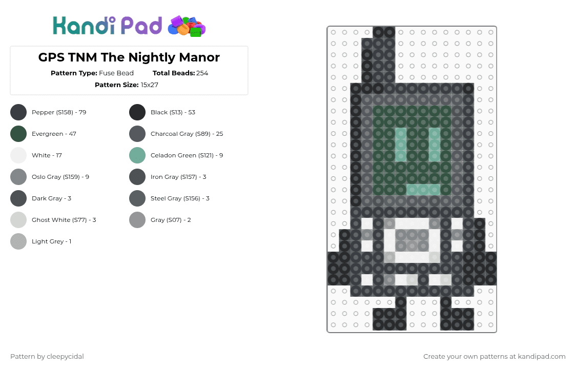 GPS TNM The Nightly Manor - Fuse Bead Pattern by cleepycidal on Kandi Pad - black,gray