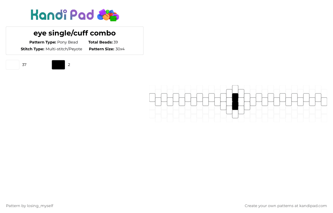 eye single/cuff combo - Pony Bead Pattern by losing_myself on Kandi Pad - white