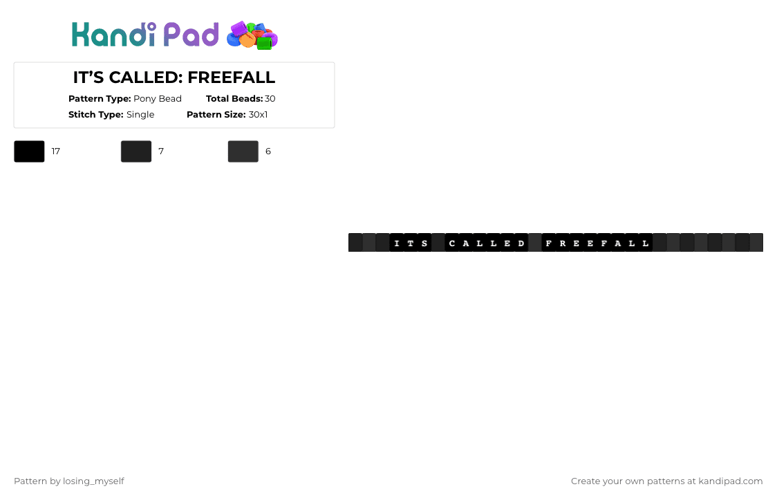 IT’S CALLED: FREEFALL - Pony Bead Pattern by losing_myself on Kandi Pad - black