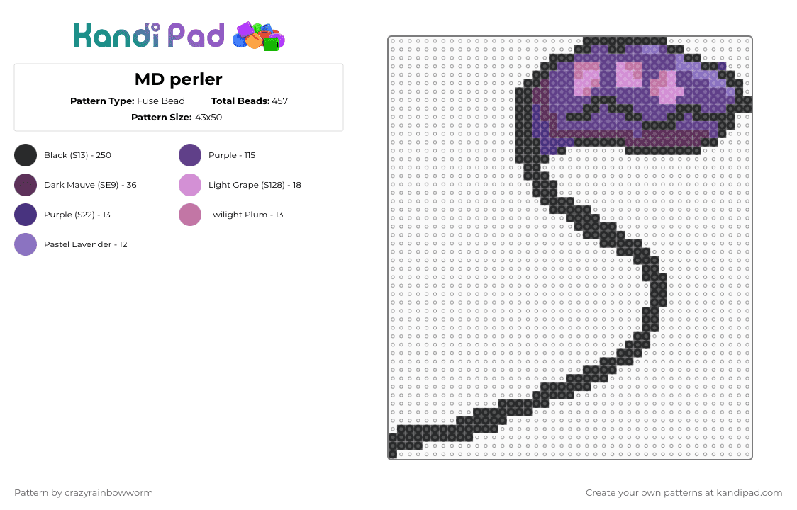 MD perler - Fuse Bead Pattern by crazyrainbowworm on Kandi Pad - black,pink,purple