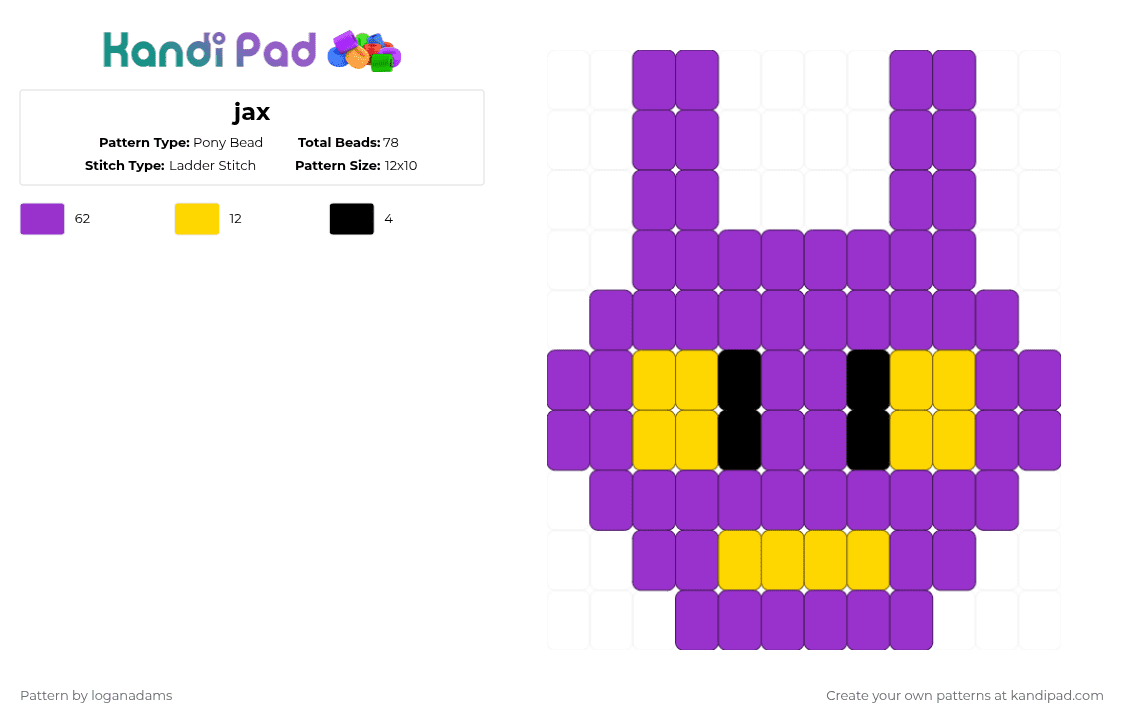 jax - Pony Bead Pattern by loganadams on Kandi Pad - purple