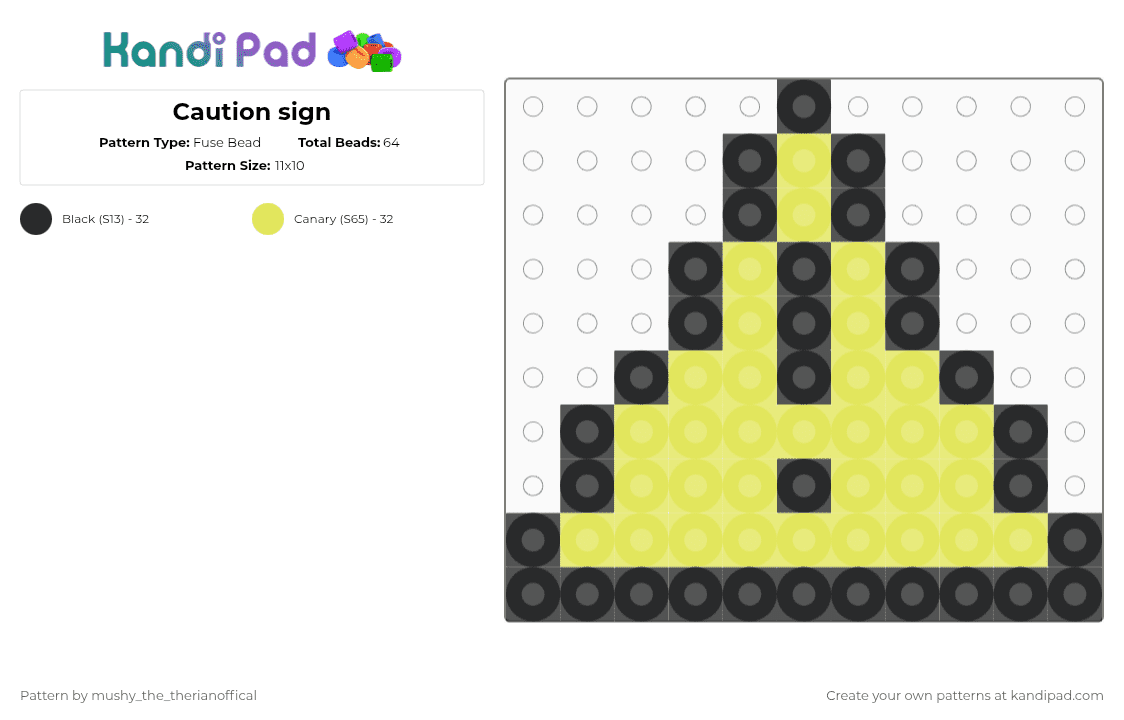 Caution sign - Fuse Bead Pattern by mushy_the_therianoffical on Kandi Pad - black,yellow