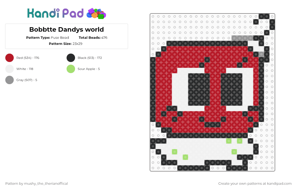 Bobbtte Dandys world - Fuse Bead Pattern by mushy_the_therianoffical on Kandi Pad - red