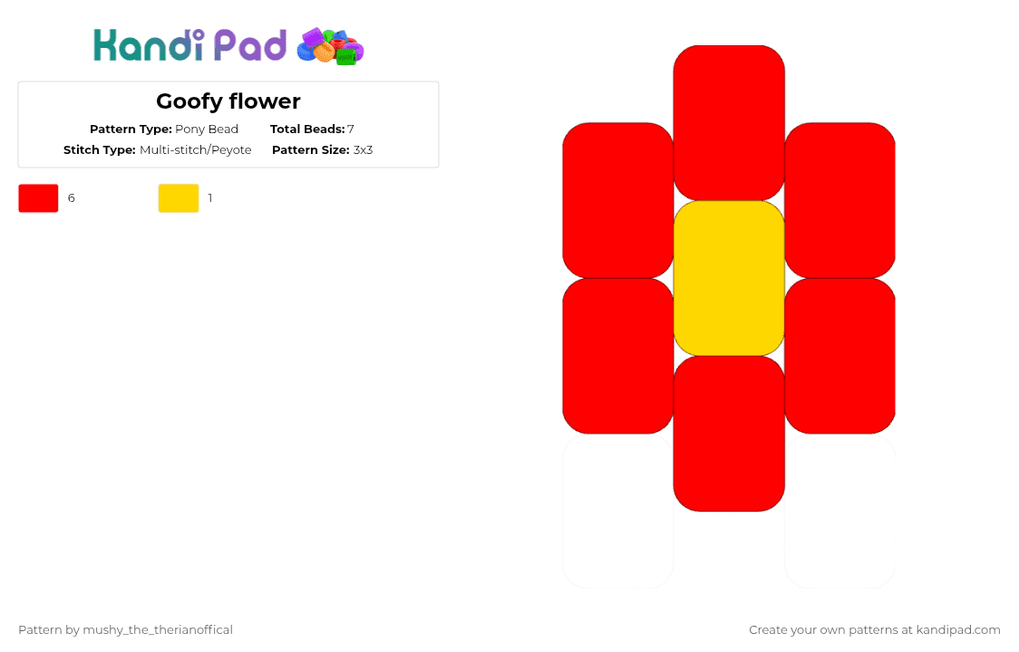Goofy flower - Pony Bead Pattern by mushy_the_therianoffical on Kandi Pad - red