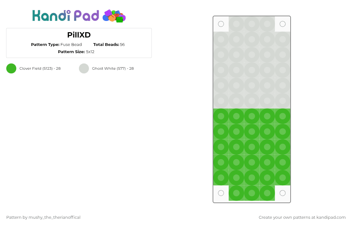 PillXD - Fuse Bead Pattern by mushy_the_therianoffical on Kandi Pad - green,white
