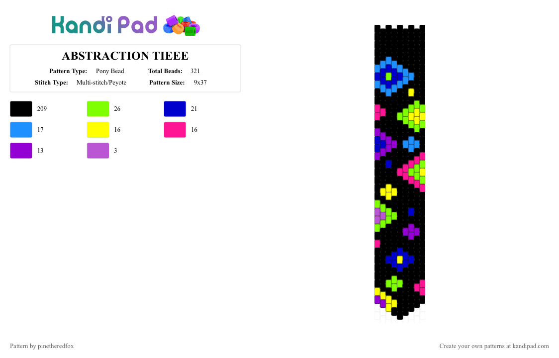 ABSTRACTION TIEEE - Pony Bead Pattern by pinetheredfox on Kandi Pad - black,purple,green