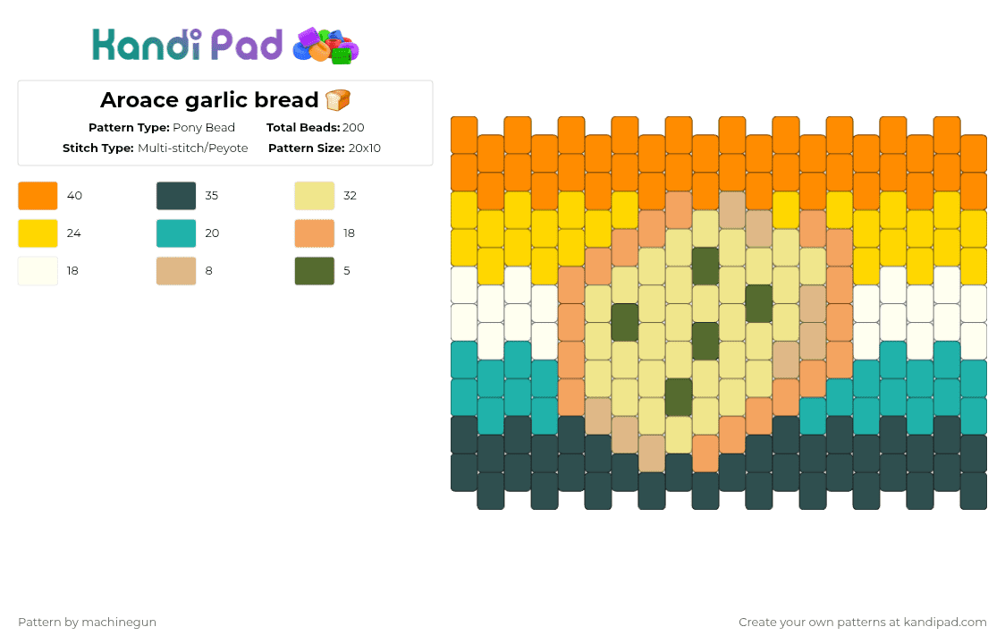 Aroace garlic bread 🍞 - Pony Bead Pattern by machinegun on Kandi Pad - yellow,gray,orange