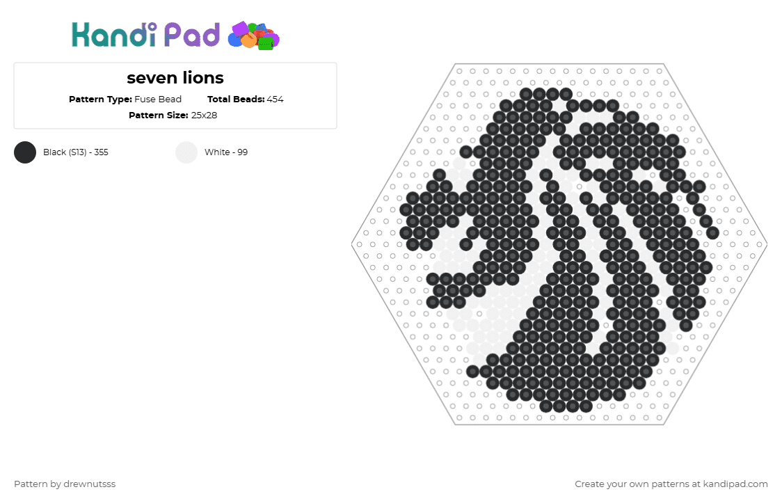 seven lions - Fuse Bead Pattern by drewnutsss on Kandi Pad - seven lions,logo,dj,music,edm,black