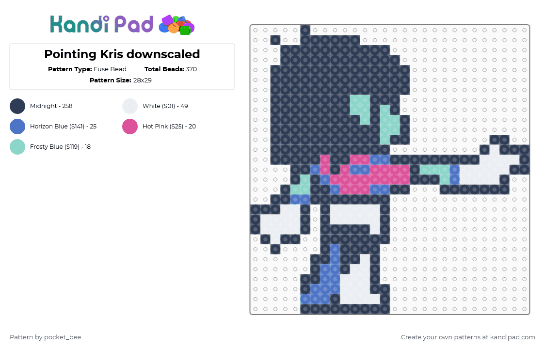 Pointing Kris downscaled - Fuse Bead Pattern by pocket_bee on Kandi Pad - purple,deltarune,kris