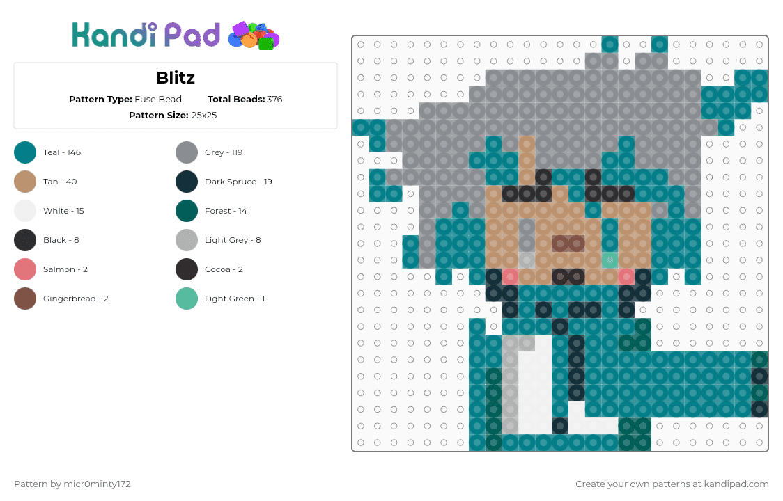 Blitz - Fuse Bead Pattern by micr0minty172 on Kandi Pad - gray,teal