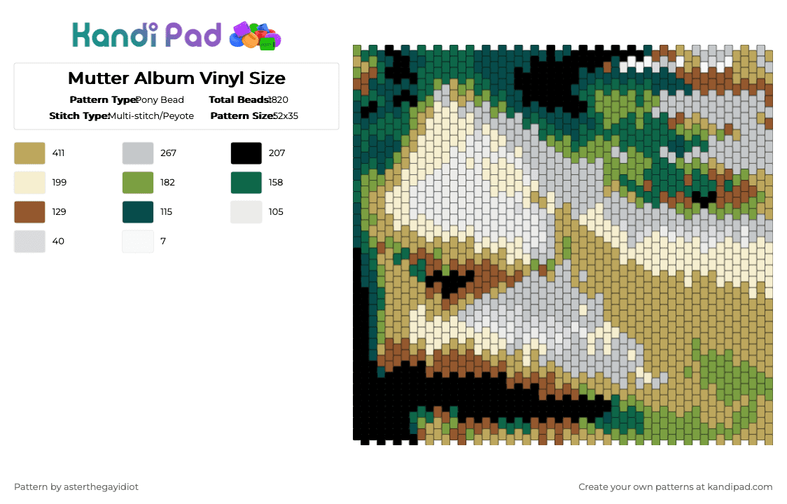 Mutter Album Vinyl Size - Pony Bead Pattern by asterthegayidiot on Kandi Pad - beige,rammstein,ramm,music,metal,heavy metal,german,album,mutter