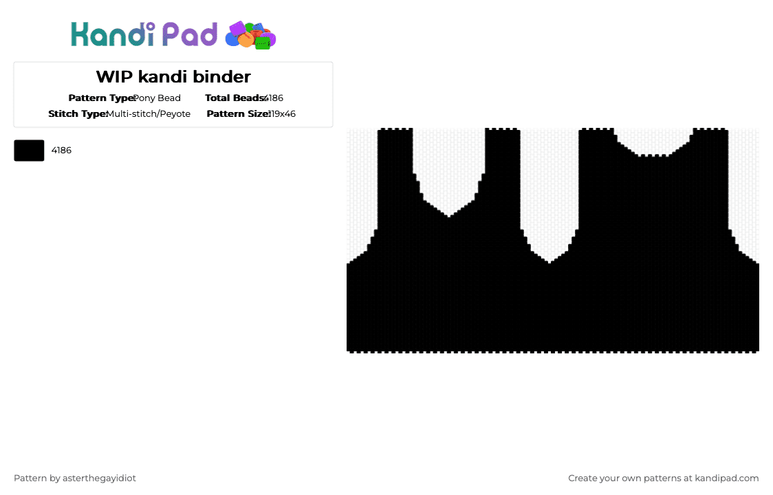 WIP kandi binder - Pony Bead Pattern by asterthegayidiot on Kandi Pad - black,binder,trans,transmasc,compression,chest