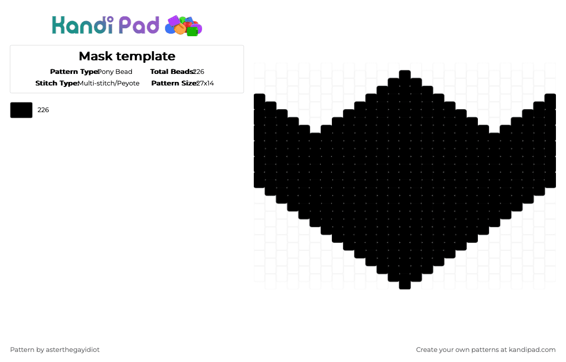 Mask template - Pony Bead Pattern by asterthegayidiot on Kandi Pad - black,mask