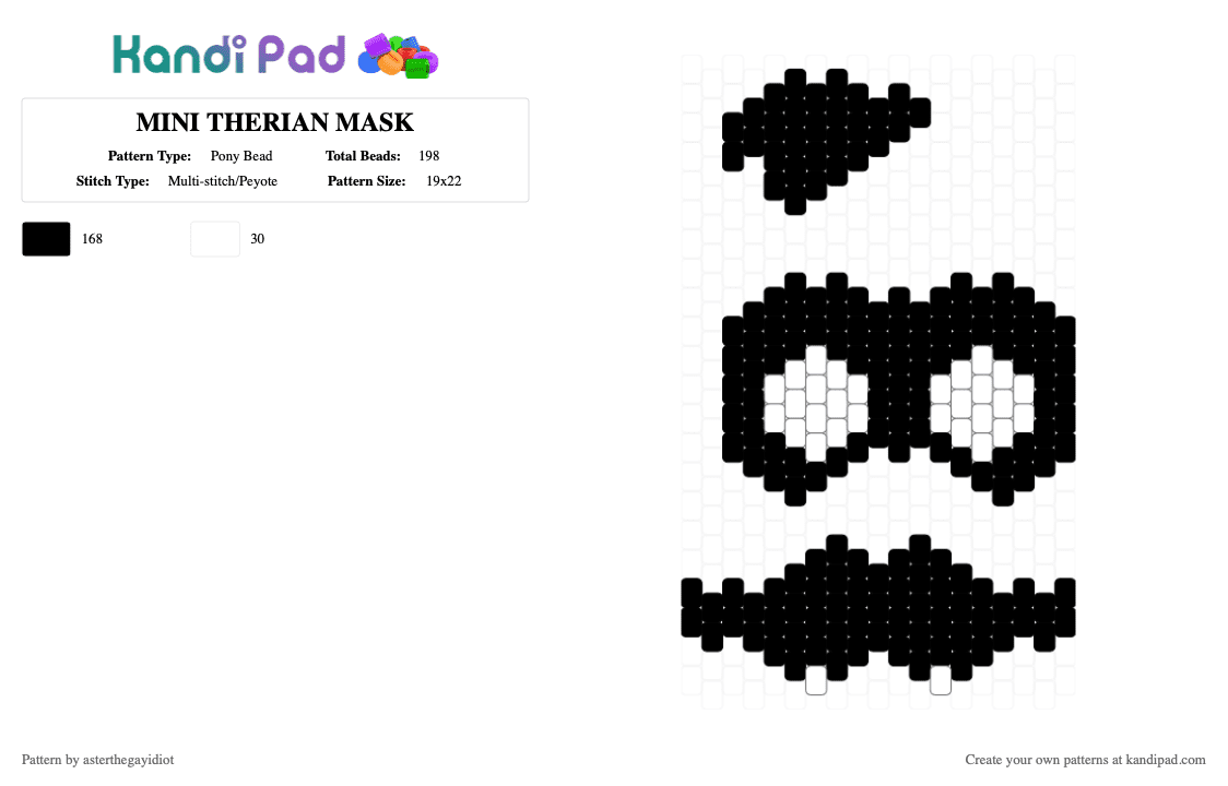 MINI THERIAN MASK - Pony Bead Pattern by asterthegayidiot on Kandi Pad - black