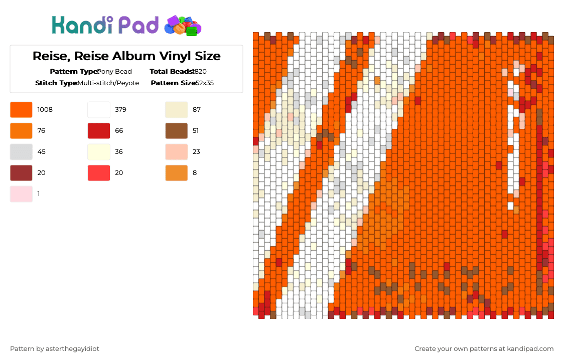 Reise, Reise Album Vinyl Size - Pony Bead Pattern by asterthegayidiot on Kandi Pad - rammstein,ramm,music,metal,heavy metal,german,album,reise