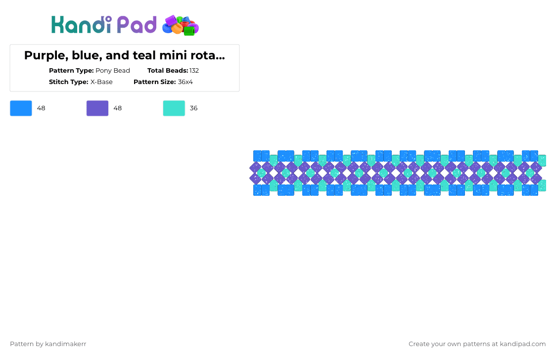 Purple, blue, and teal mini rotator (p1) - Pony Bead Pattern by kandimakerr on Kandi Pad - light blue,blue